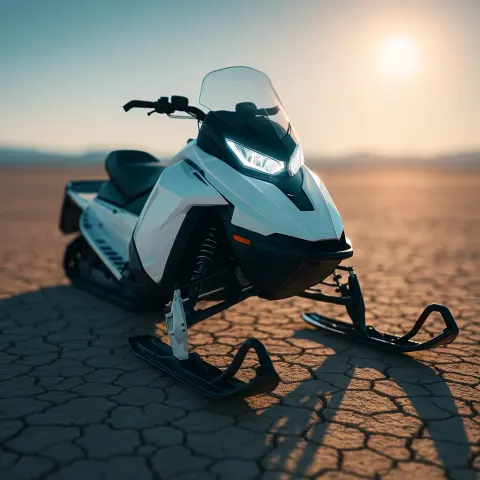 Single Arctic White Snowmobile