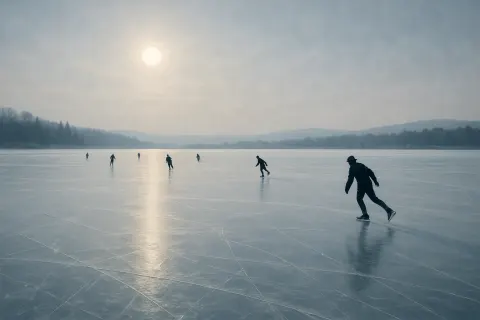 Several Distant Skaters