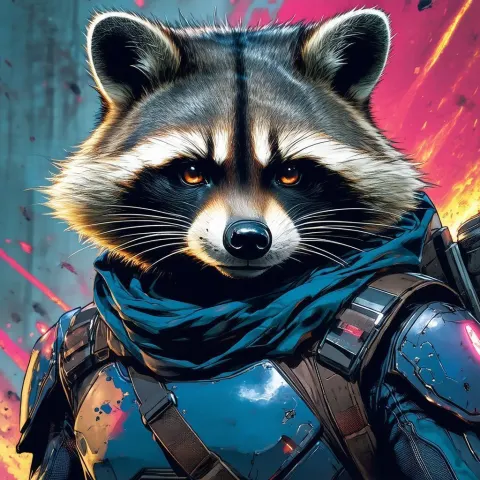 Rocket Raccoon in Bold Comic Action