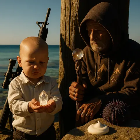 Direct Front View Captures a Bald Toddler in a Dress
