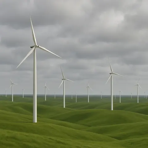 Many Distant Wind Turbines