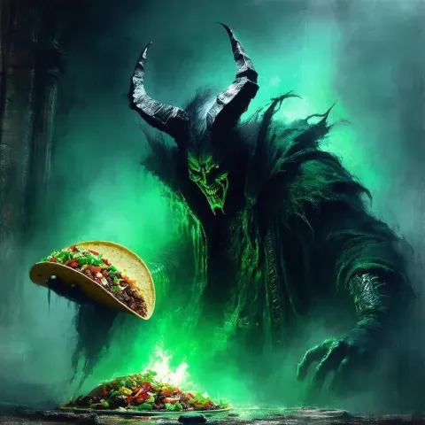 Demon Possessed Taco in Painterly Chiaroscuro