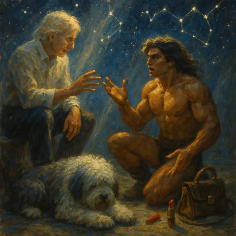 Mentor Character with Platinum Blonde Bleached Hair and Wearing Trousers