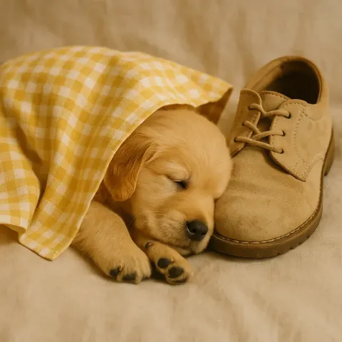 Sleeping Golden Retriever Puppy Partially