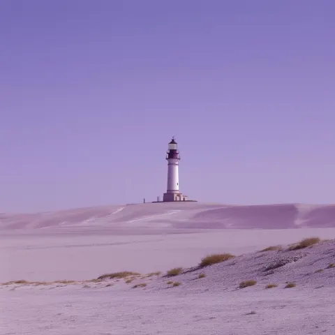 Minimalist Lighthouse in a Purple Desert