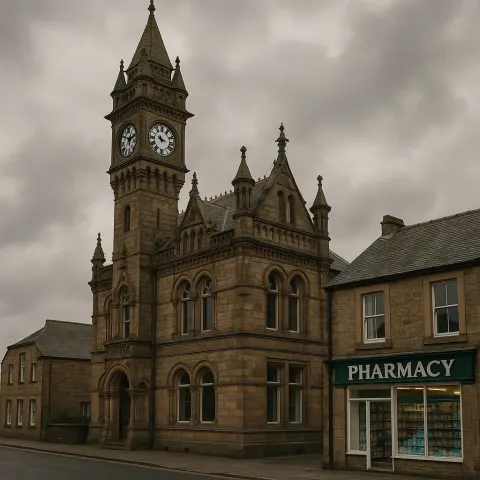 Historic Stone Building with a Clock Tower