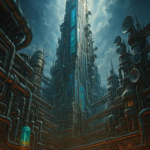 Ultra-detailed Digital Image Depicting a Colossal Futuristic Skyscraper