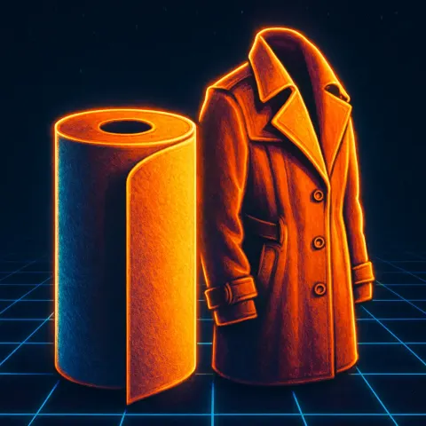 Paper Towel and Trench Coat in Profile