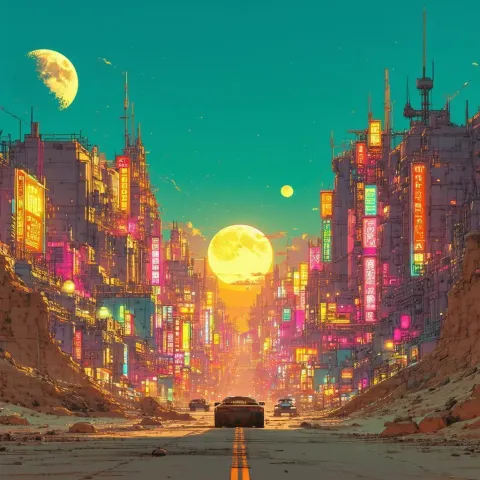 Manga Desert Skyline Under Dual Moons