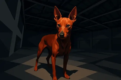 Single Sleek Miniature Pinscher of the Stag Red Variant