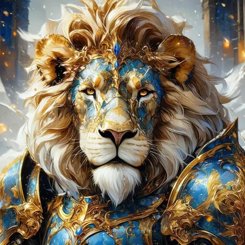 Lion Knight in Regal Fantasy Armor