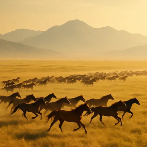 Large Herd of Wild Horses