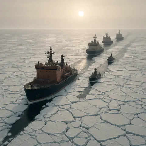 Several Powerful Icebreaker Ships