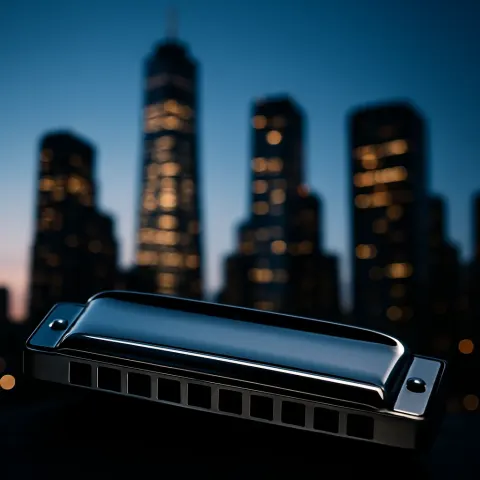 Lone Polished Metal Harmonica