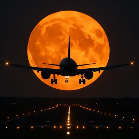 Plane Lowering its Altitude Toward the Landing Strip