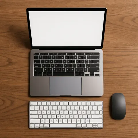 Laptop Placed on a Wooden Desk