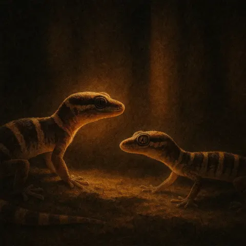 Two Distinct Banded Geckos—one Exhibiting a Velvety Texture