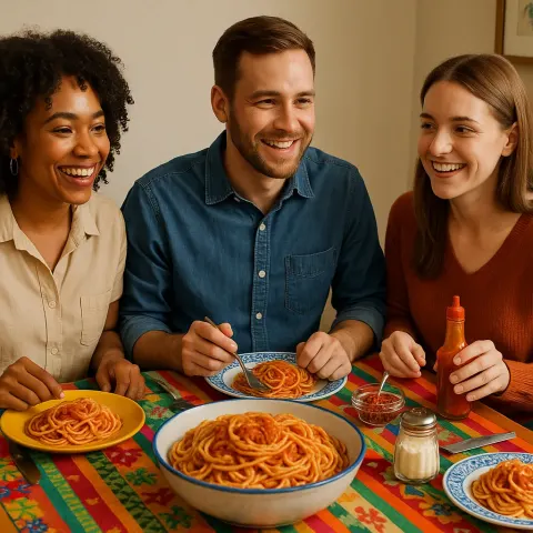Three People Are Gathered Around a Table