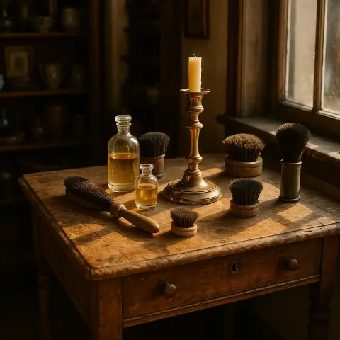 Vintage Wooden Writing Desk Shows the Character of Time