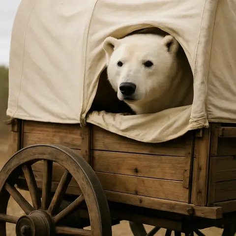 Picture Showing the Side View of a Covered Wagon