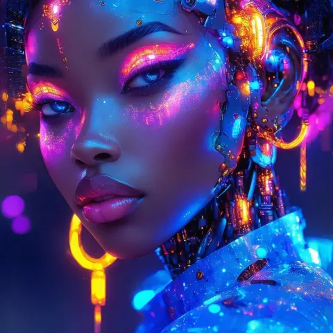 Nubian Prima Ballerina in Neon Splendor