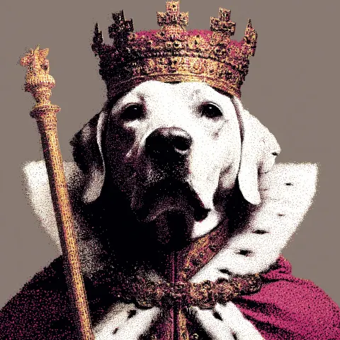 A classic Renaissance-style oil painting portrait of a dog