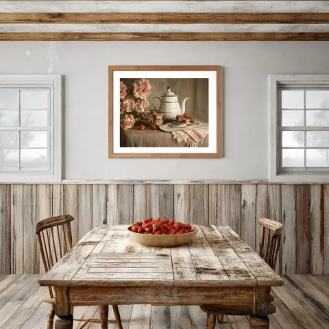 Realistic photo like in interior style magazine. Strong and even natural light of a cloudy day. Fren