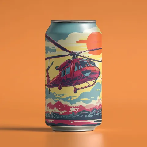 Beer can for helicopter company in Montreal