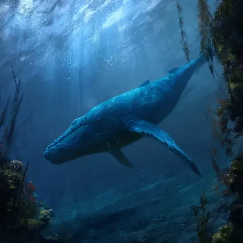 A blue whale underwater