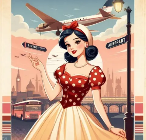 Confident Princess Snow White in Vintage Style