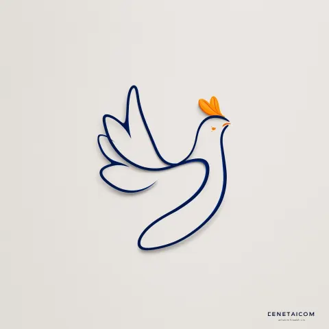 Minimalist one-line art logo design. An abstract "Freedom Chicken" outlined by a continuous