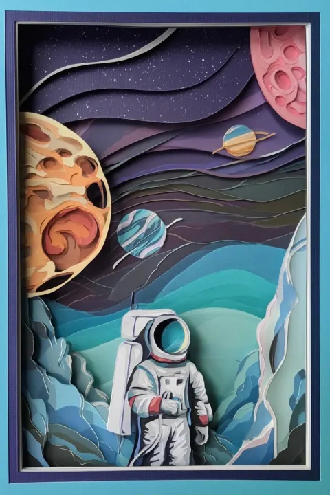 Space exploration, layered paper