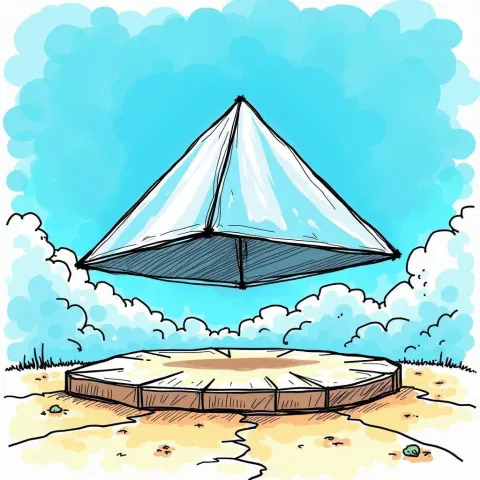 Translucent Pyramid Hovering Above the Landing Pad