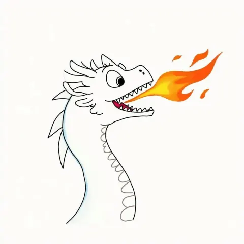 Whiteboard Dragon Head Breathing Minimalist Fire