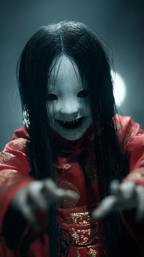 A 5-year-old Chinese female ghost, with a face as pale as paper, skin icy and bluish