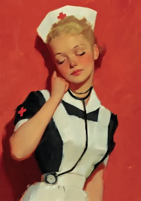 A Gil Elvgren pin up nurse.