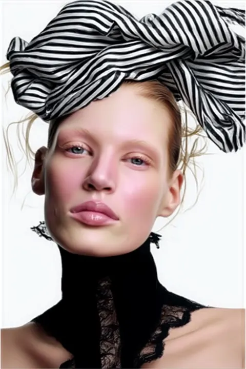 [img] extreme close-up beauty shot, focus on face and makeup, same model, same styling