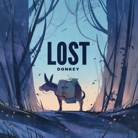 The text "LOST" under it the text "DONKEY" in a bold modern font. same width. no graphics
