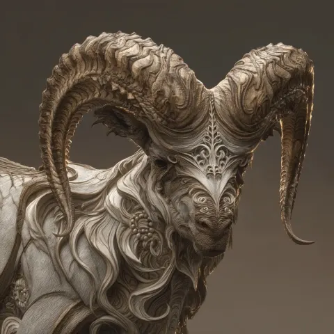 Ram mounts with curving horns