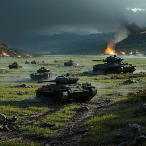 Ruined Dieselpunk Orcish Tanks in Open Fields