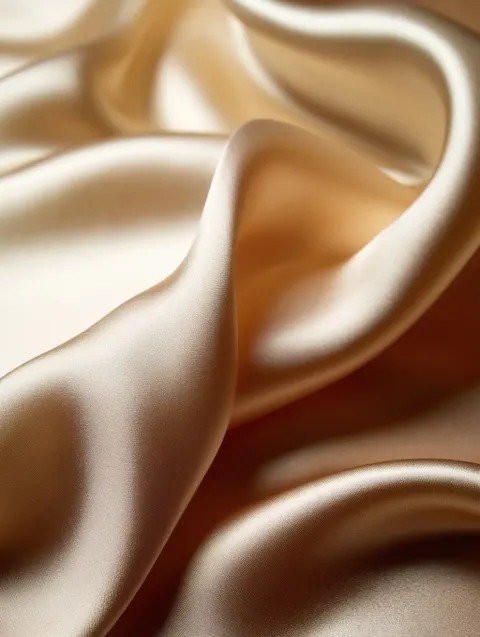 High-end commercial photography, silk fabric close-up showcase. Main subject is exquisite silk garme