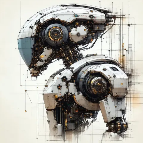 Intricate Profile Sketch of an MT Robot