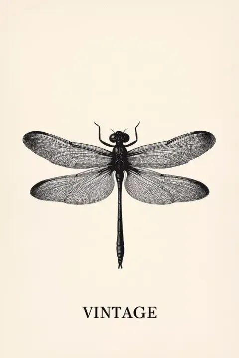 Vintage Minimalist Dragonfly Illustration 2