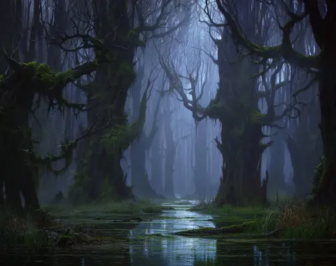 Scary ancient swamp with darkness by Christophe Vacher