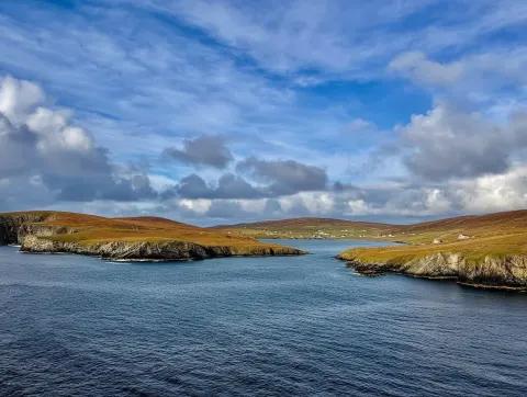 A fall day along the coast of the Shetland isles