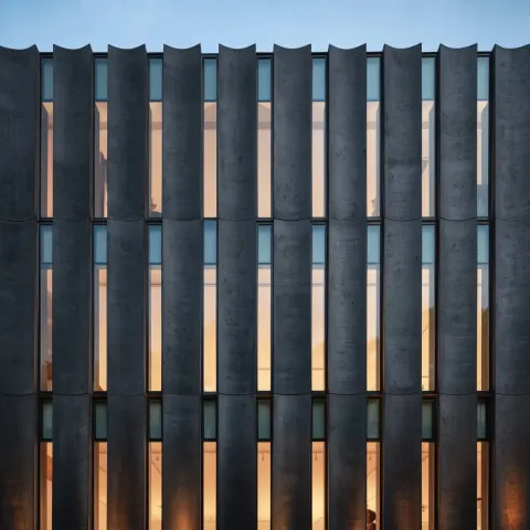 Architectural photography of a contemporary art museum located in Panama City. The building features