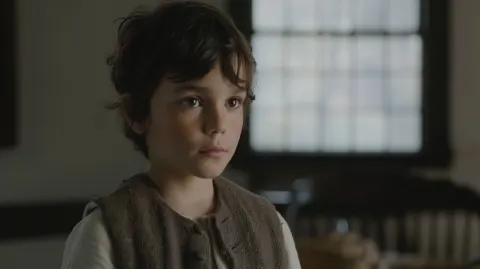 Portrait of a 9-year-old colonial American farm boy, 1777, unmistakably nine