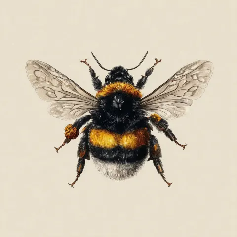 Botanical illustration of a bumble bee