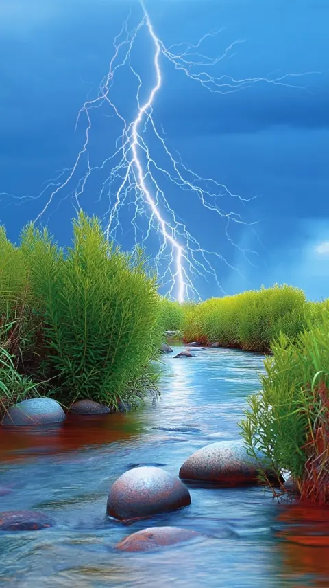 Brook, eye, electron-tree, thoughts, thunder