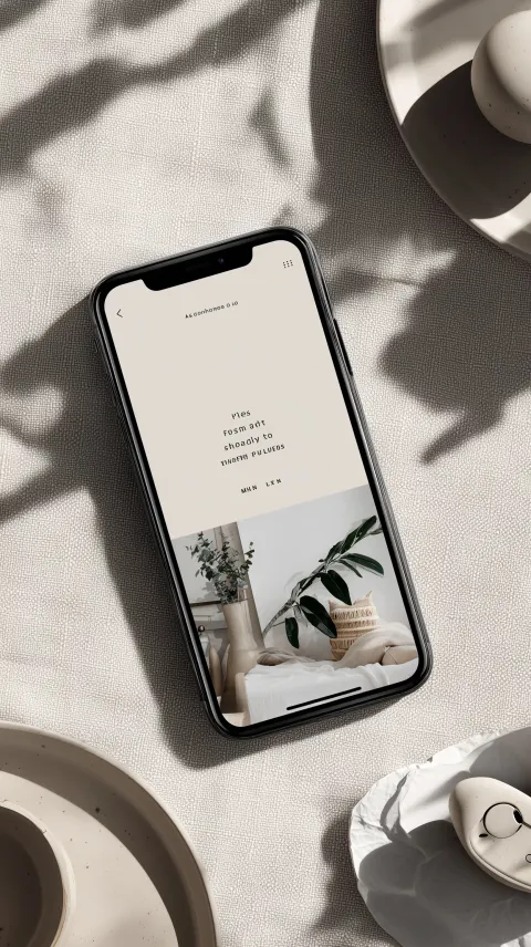 An overhead stock image shot of a tabletop scene with an Iphone. A photo-based premade scene that bo